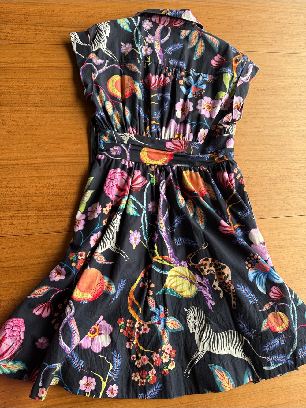 Anthropologie Maeve Black Floral & Animal Print Fit-and-Flare Dress w/ pockets! - Picture 2 of 4